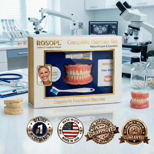 ROSOPL DENTURES-Boil-and-Bite Functional Denture, Self-fit at Home, Fully Adjustable for Narrow or Wide Arches, Long or Short-term Solution, Eat, Drink and Smile Confidently