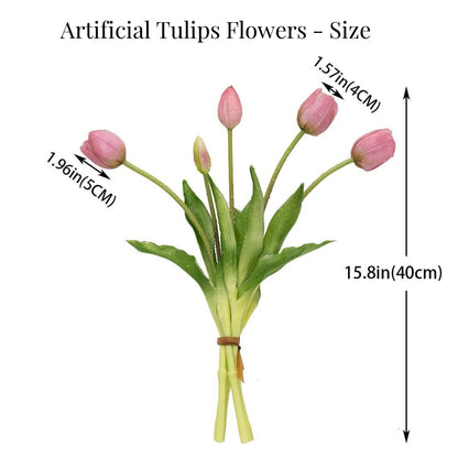 Artificial Tulips Flowers, Real Touch Latex Bouquet,Easter-ready Spring Décor
