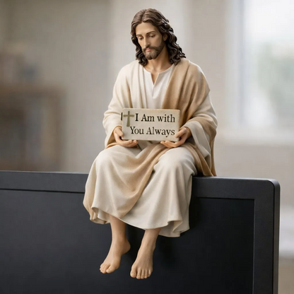 Hand-Painted Ceramic Jesus Figurine-Serene Desk Companion